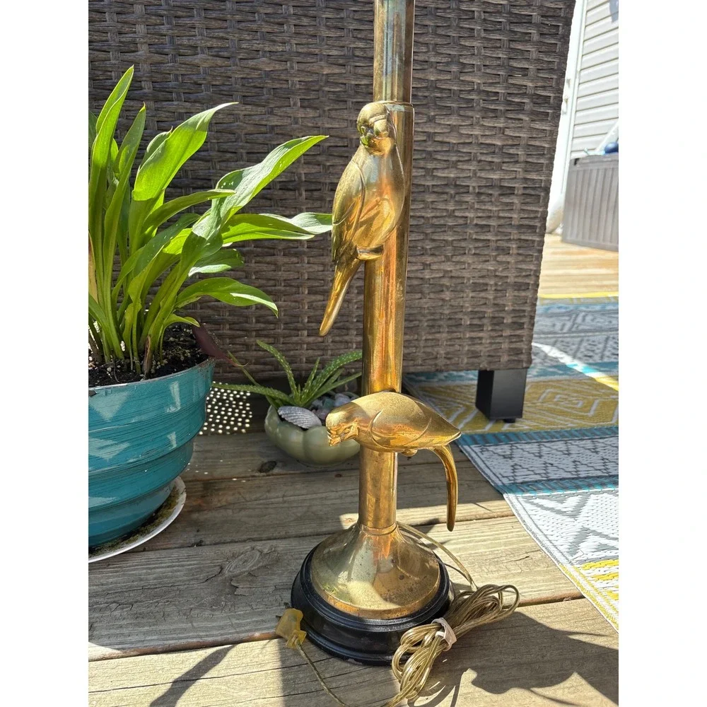 Vtg Hollywood Regency Brass Bird Table Lamp Mid Century Modern Tropical Parrot